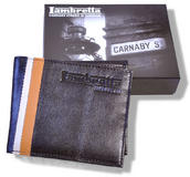 View Item Lambretta Twin Racing Stripe Leather Wallet Brown